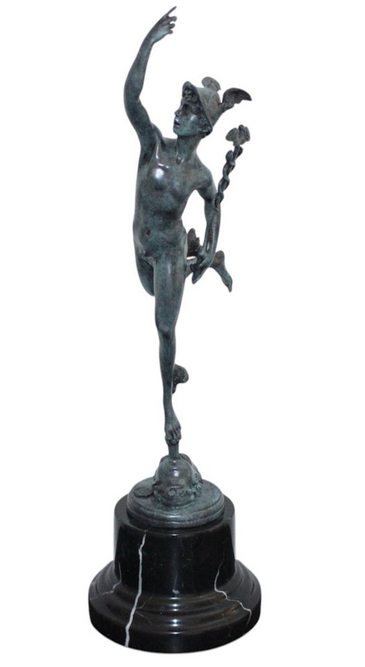 JS GartenDeko Dekofigur Bronzefigur Hermes H 43 cm griechische Mythologie Bronzeskulptur von JS GartenDeko
