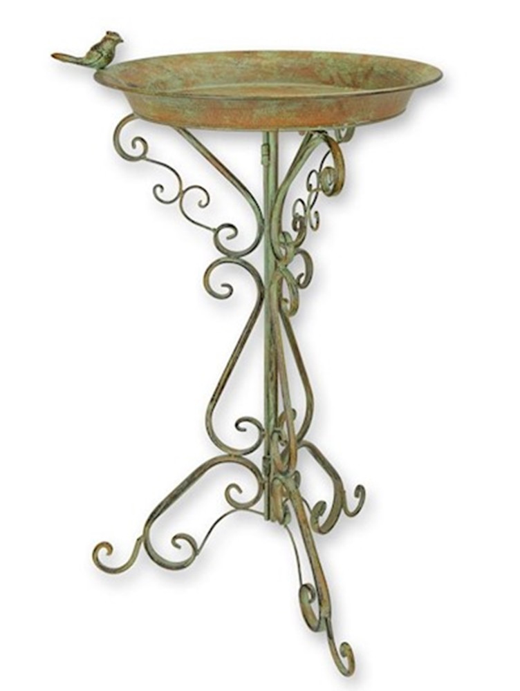Jugendstil Vogeltränke mit Ständer aus Eisen Romantische Gartendeko Vogelbad, Höhe 74 cm von JS GartenDeko
