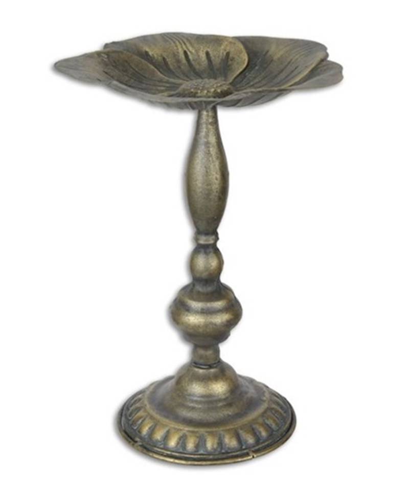 Jugendstil Vogeltränke mit Ständer aus Eisen in bronze Romantische Gartendeko Vogelbad Höhe 34 cm von JS GartenDeko