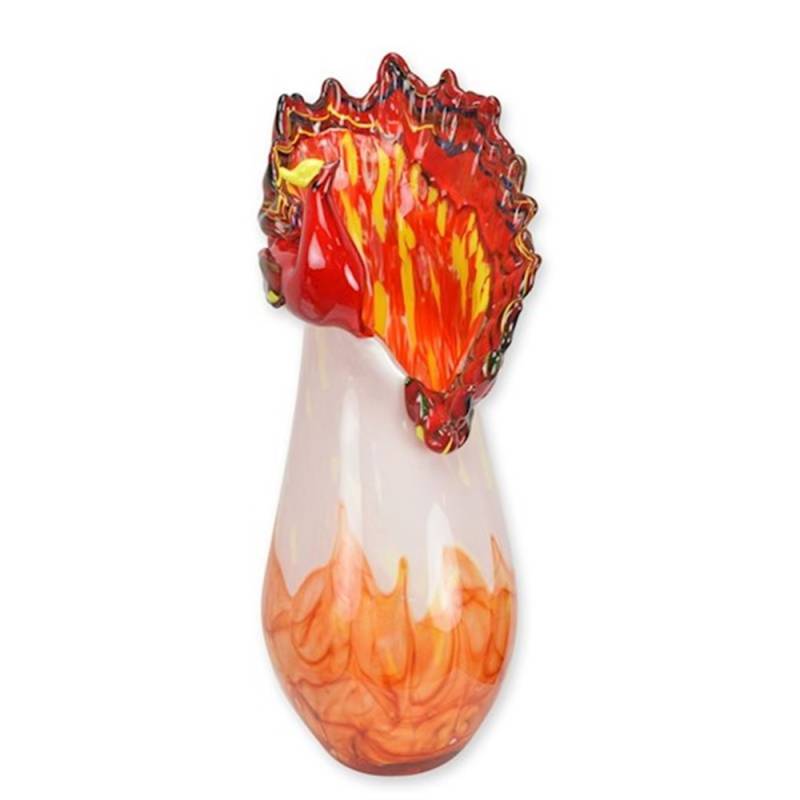Murano Stil Glasvase Pfau Peacock – Höhe 50 cm Dekovase rot, orange Glasvase von JS GartenDeko
