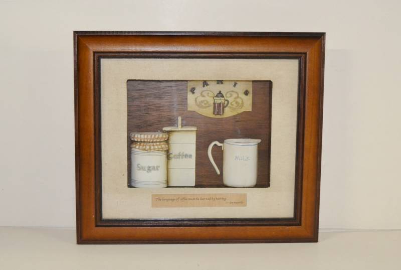 Nostalgie Bild Collagenbild Kaffee Paris Cafe Milch Holzbilderrahmen zweidimensional Foto B 44 cm von JS GartenDeko