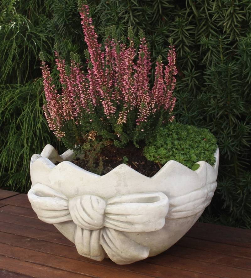 Pflanzgefäß aus Beton/ Steinguss Blumengefäß Eierschale H 16,5 cm Osterdeko Pflanzschale Pflanzkorb von JS GartenDeko