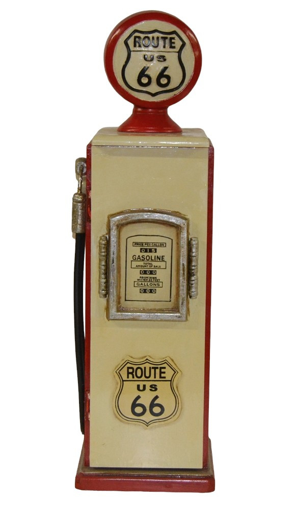 Retro Tanksäule Schrank creme rot - Höhe 61 cm - Zapfsäule Nostalgie Regal aus Holz - Route 66 von JS GartenDeko