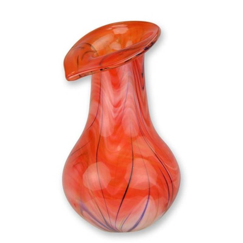Rote Murano Stil Vase aus Glas – Höhe 23 cm Abstrakte Dekovase bunt Glasvase von JS GartenDeko