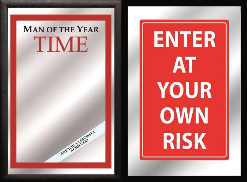 Set: 2 Lustige Spiegelbilder - Man of the Year & Enter at Your Own Risk - Retro Deko für Zuhause von JS GartenDeko