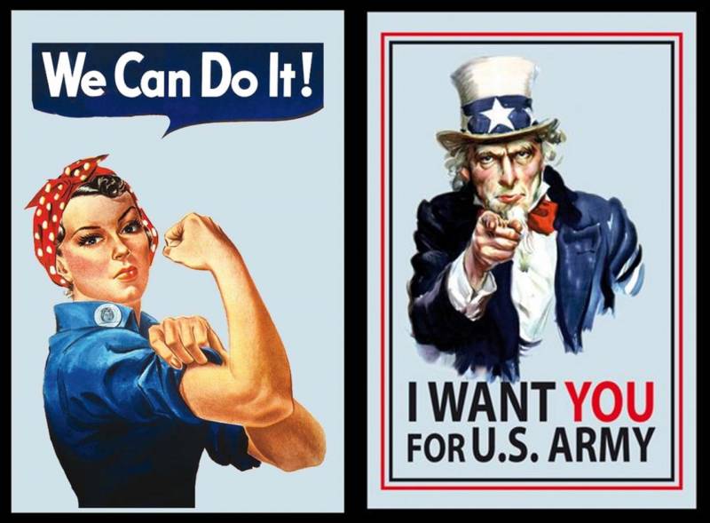 Set: 2 Spiegelbilder American Legend "We Can Do It!" & Uncle Sam 20x30 cm Hinterglasdruck mit Rahmen von JS GartenDeko