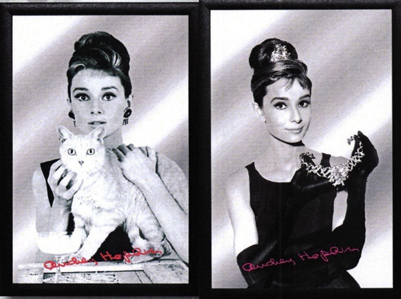 Set: 2 Spiegelbilder Audrey Hepburn 20x30 cm Wandbilder Hinterglasdruck mit schwarzem Rahmen von JS GartenDeko