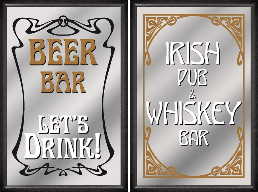 Set: 2 Spiegelbilder Bar Deko Beer Irish Pub & Whisky Bar 20x30 cm Wandbilder Bilder Hinterglasdruck von JS GartenDeko