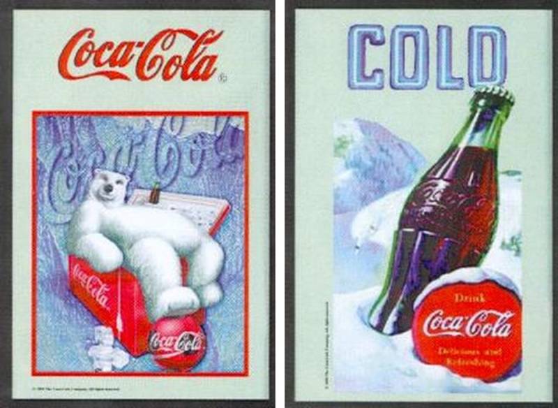 Set: 2 Spiegelbilder Coca-Cola Flasche Vintage Eisbär in Gefrierbox 30x20 cm Wandbilder von JS GartenDeko