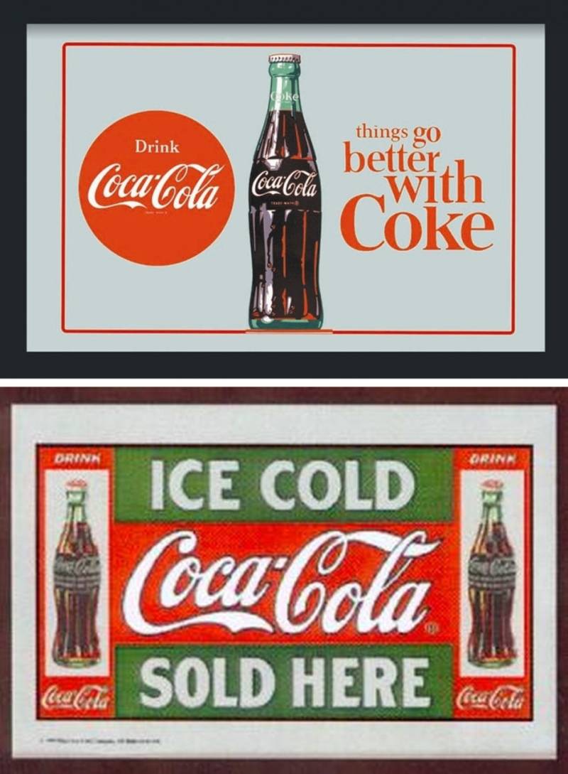 Set: 2 Spiegelbilder Coca-Cola Flasche Vintage "things go better with Coke" 20x30 cm Wandbilder von JS GartenDeko