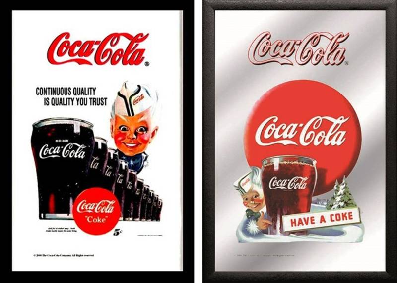 Set: 2 Spiegelbilder Coca-Cola Retro Vintage Have a Coke Cola Glas 30x20 cm Wandbilder von JS GartenDeko