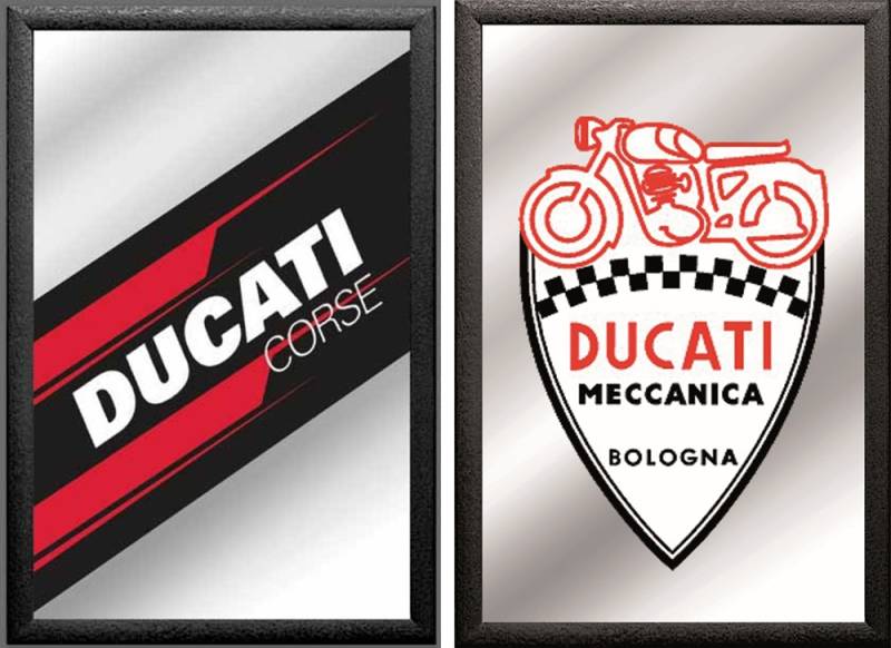 Set: 2 Spiegelbilder Ducati Emblem Automarke Auto Deko 20x30 cm Wandbilder Hinterglasdruck von JS GartenDeko