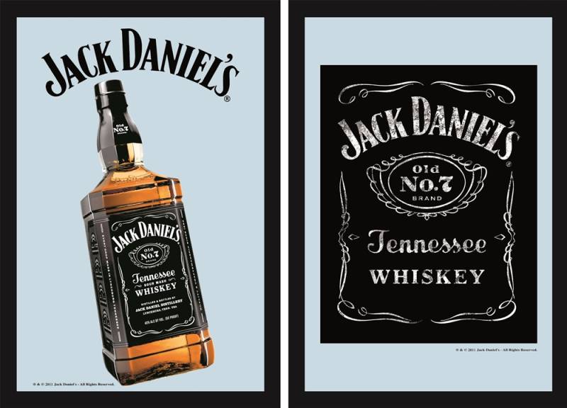 Set: 2 Spiegelbilder Jack Daniel's Whisky Flasche 30x20 cm Wandbilder Hinterglasdruck mit Rahmen von JS GartenDeko