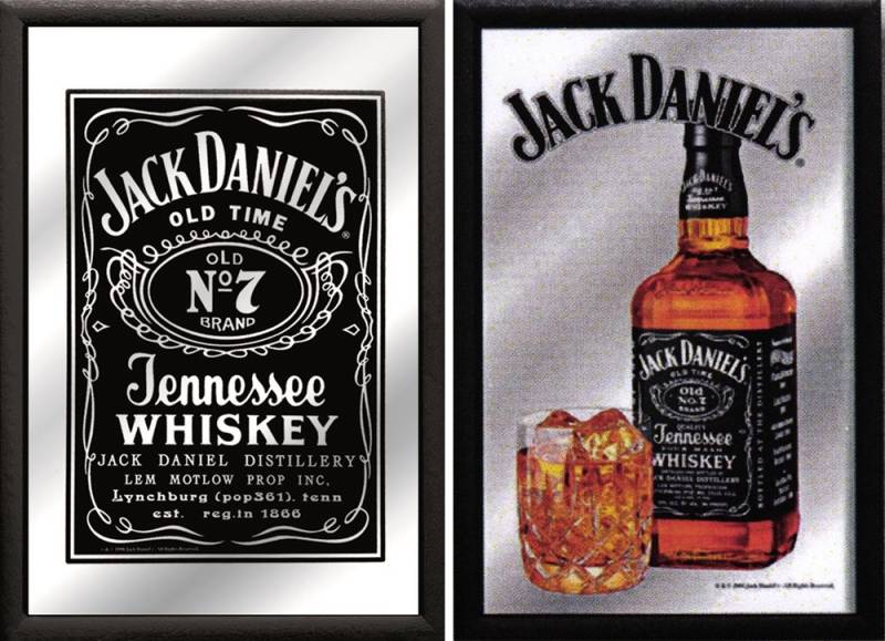 Set: 2 Spiegelbilder Jack Daniel's Whisky Flasche Glas Emblem 30x20 cm Hinterglasdruck mit Rahmen von JS GartenDeko
