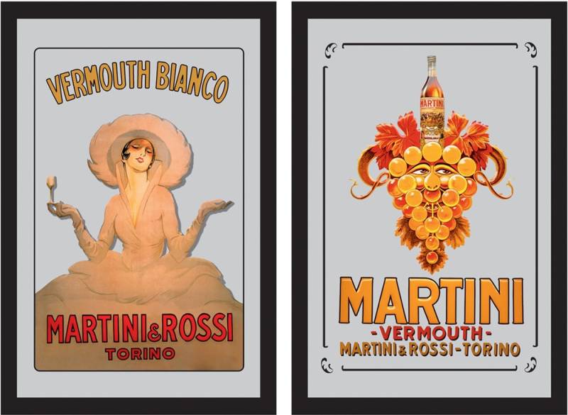 Set: 2 Spiegelbilder Martini & Rossi Vermouth Bianco Vintage Bar Deko 30x20 cm Wandbilder von JS GartenDeko