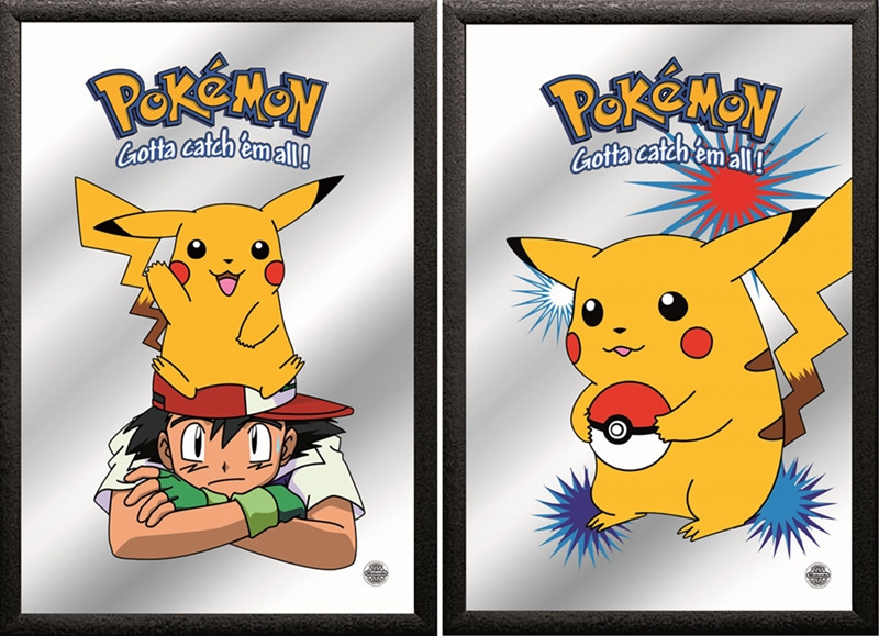 Set: 2 Spiegelbilder Pokemon 20x30 cm Ash Ketchum Pikachu Kinderzimmer Deko Bild Wandbilder von JS GartenDeko