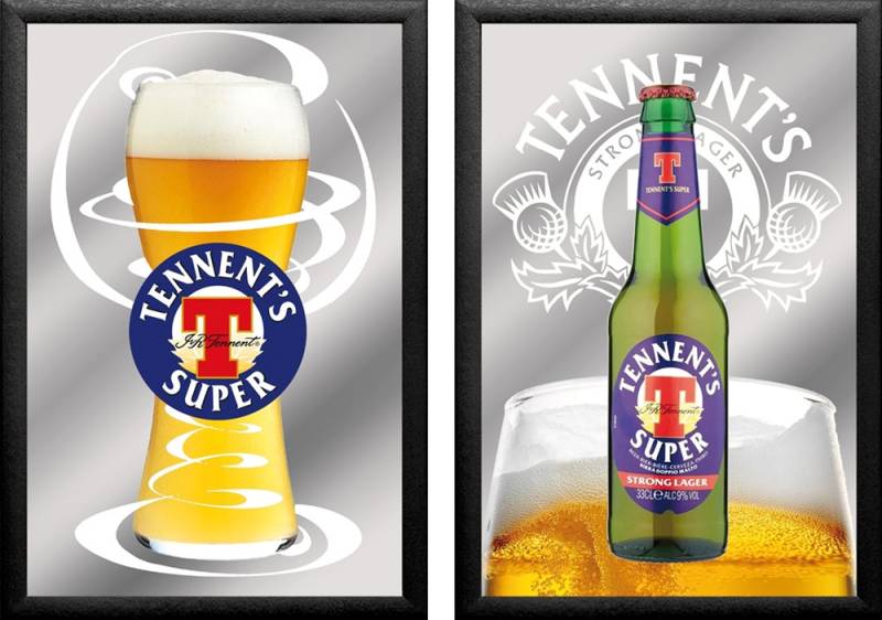 Set: 2 Spiegelbilder Tennent's Bier 30x20 cm Bar Deko Dekobilder Wandbilder Hinterglasdruck von JS GartenDeko