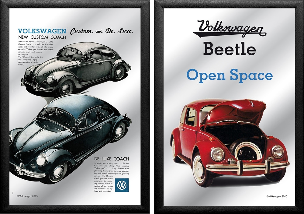 Set: 2 Spiegelbilder VW Beetle Oldtimer 20x30 cm Wandbilder Hinterglasdruck mit schwarzem Rahmen Set: 2 Spiegelbilder VW Beetle Oldtimer 20x30 cm Wandbilder Hinterglasdruck mit schwarzem Rahmen von JS GartenDeko
