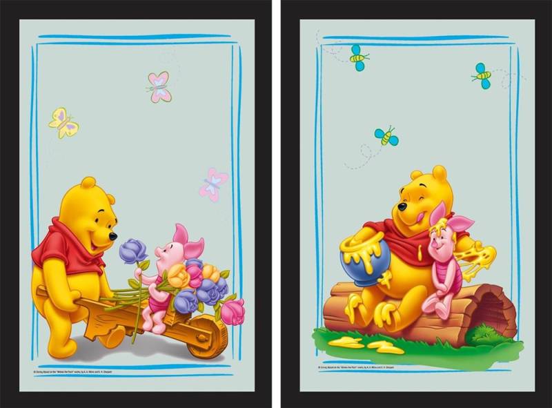Set: 2 Spiegelbilder Winnie Pooh Kinderzimmer Deko 30x20 cm Wandbilder Hinterglasdruck mit Rahmen von JS GartenDeko