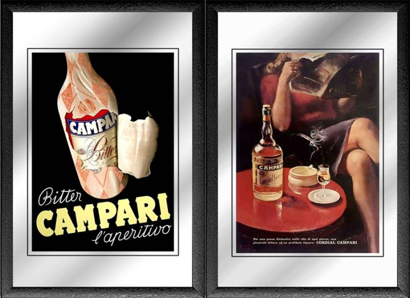 Set: 2 Spiegelbilder l'aperitivo Bitter Campari Vintage Bar Deko 30x20 cm Nostalgie Wandbilder von JS GartenDeko