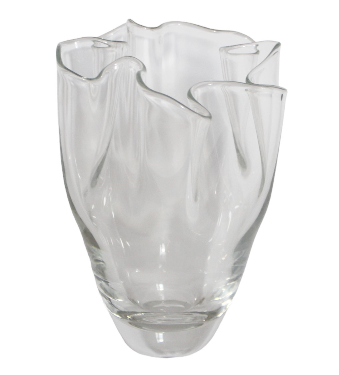 Transparente Glasvase mit Wellenöffnung - Blumenvase Vase Exquisites Design, Höhe 25 cm von JS GartenDeko