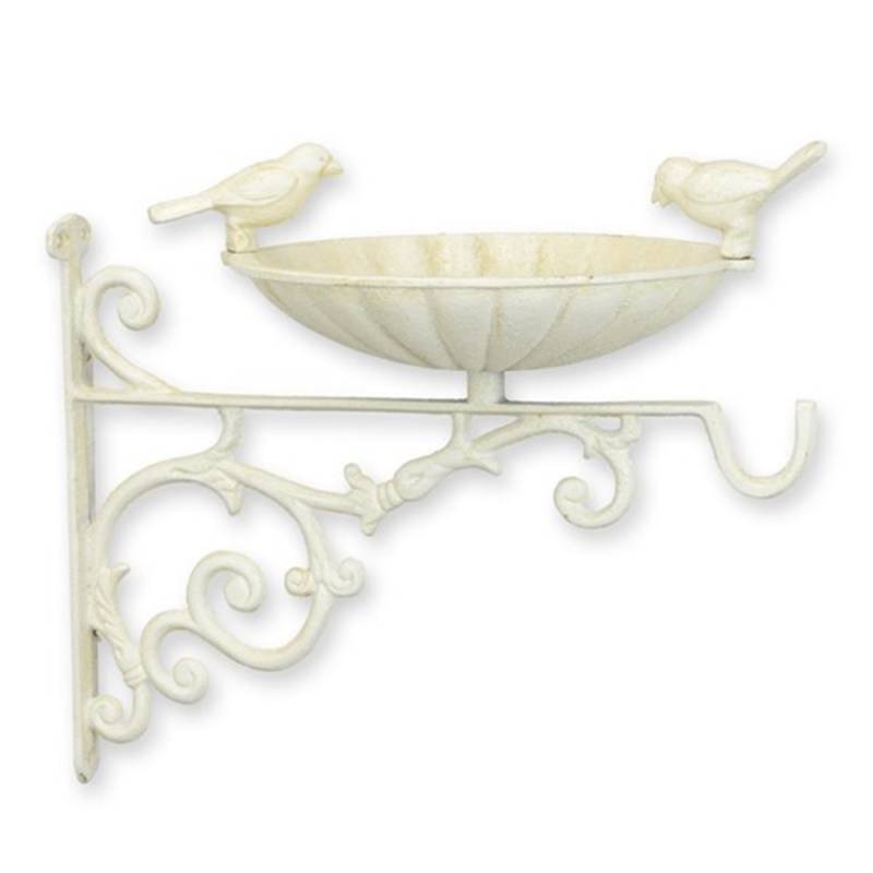 Vogeltränke zum Aufhängen Willkommensschild in weiß aus Gusseisen H 31,5 cm Romantische Gartendeko von JS GartenDeko