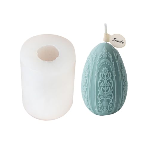 JS MOLD 3D Ostereier Silikonform, Blume Eier Kerzenformen Seifenform,DIY Blumen Ostern Eier Kerzengießformen Gießform Ostern Silikon Ostereier für DIY Duftkerze Ornamente Geschenk (09#) von JS MOLD