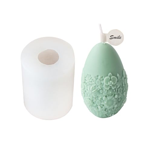 JS MOLD 3D Ostereier Silikonform, Blume Eier Kerzenformen Seifenform,DIY Blumen Ostern Eier Kerzengießformen Gießform Ostern Silikon Ostereier für DIY Duftkerze Ornamente Geschenk (11#) von JS MOLD