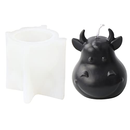 JS MOLD 3D-Tierharz-Resin Harzformen Einhorn Kerze Silikonform Tier Gießformen Silikon Silikonform Gießform für Handgemachte Geschenk,Diy Handwerk Dekoration (Kuhkopf) von JS MOLD