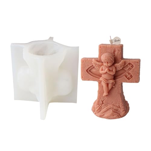 JS MOLD Engel Gießform Kerzen Silikonform,DIY 3D Engel Form Seife Form Silikon Form,Kreuz Engel Silikonform for Kerzen, Kuchen Pralinen Fondant Backfo (01#) von JS MOLD