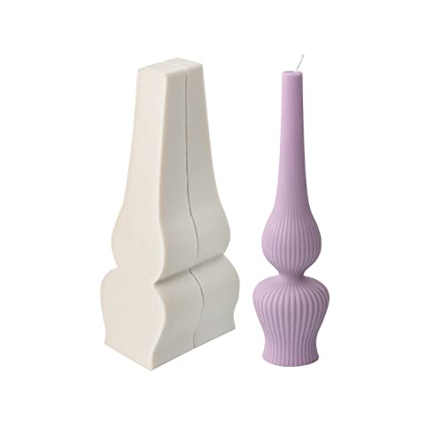 JS MOLD Kerze Silikonform, Vase gestreifte Stumpenkerze Silikon Kerzengießform, Kerzen Gießform, 3D Candle molds für Herstellung von Kerzen, Handgefertigte Seife,Heimwerker-Dekoration (2#) von JS MOLD