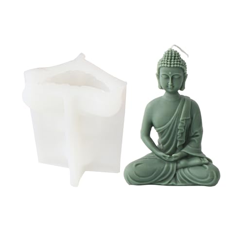 JS MOLD Kerzen Silikonform 3D Buddha Kerzengießform Seifenform DIY 3D Buddha Figuren Kerzen Gießen Form für für Gips, Seife, Sojawachs Kerzen (02#) von JS MOLD