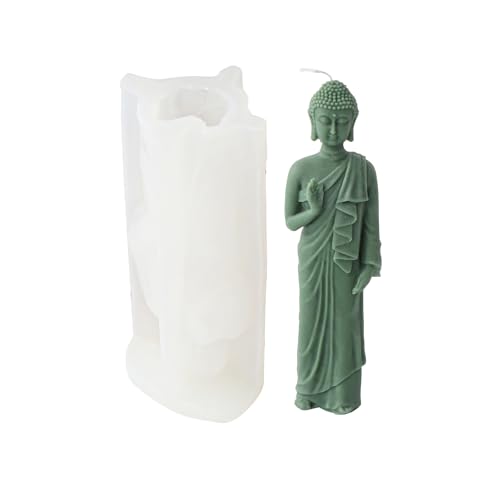 JS MOLD Kerzen Silikonform 3D Buddha Seifenform DIY 3D Buddha Figuren Kerzen Gießform für Gips, Seife, Sojawachs (04#) von JS MOLD