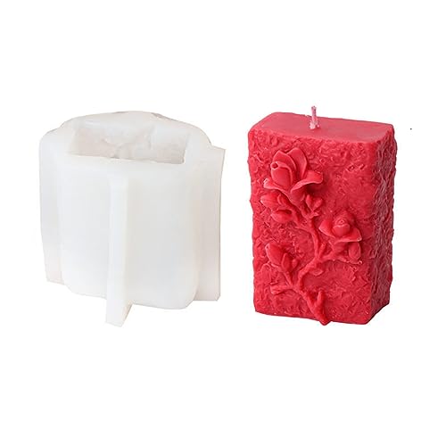 JS MOLD Kerzen Silikonform 3D Liebe Rosen Kerzen Formen Silikon,Silikon Kerzen Gießform,DIY Blume Silikonform für Herstellung von Kerzen Aromasteinen Seife (branch flower) von JS MOLD