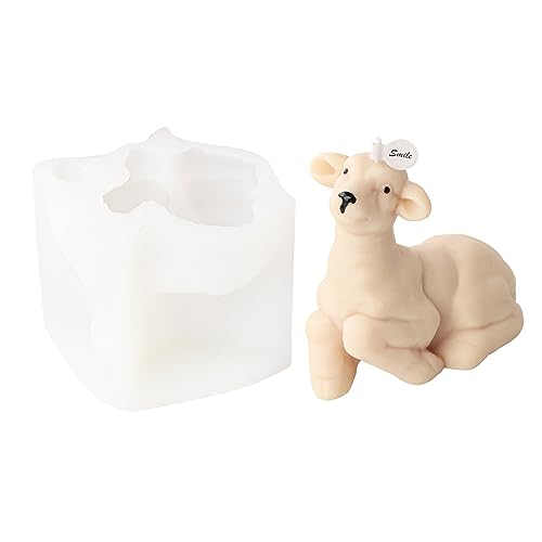 JS MOLD Kerzenform Silikon,3D Jesus kniendes Schaf Kerzen-Silikonformen,DIY Silikonform Kerzen Gießen Formen für die Herstellung von Kerzen, Gipsharz-Statuen und Heimdekoration (01#) von JS MOLD