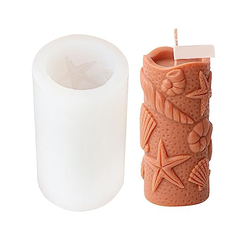 JS MOLD Kerzenform Silikon,Muscheln, Seesterne, dreidimensionales Reliefzylinderförmig Kerzen-Gießen Formen,3D Silikonform Kerze,für Herstellung von Kerzen, Handgefertigte Seife von JS MOLD