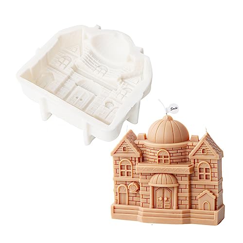 JS MOLD Kerzenform Silikon,Schloss Silikonform Kerzenform Seifenform,3D Schloss Silikon Epoxy Formen,Schloss Fondant Kuchen Schloss Haus Dekoration von JS MOLD