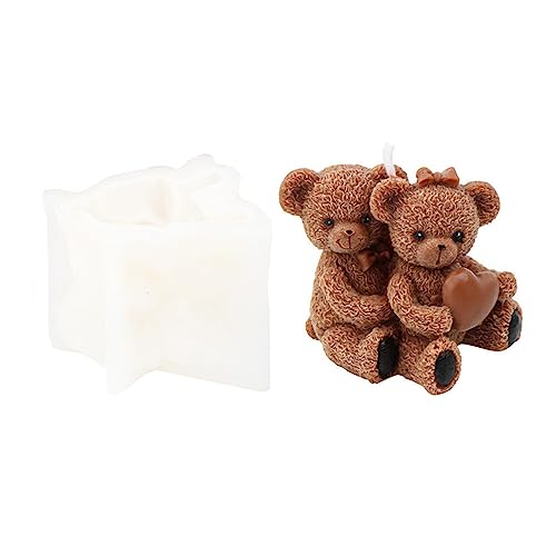 JS MOLD Kerzenform Silikon 3D Bär Silikonform Kerzen Gießen Formen,Tier Silikonform Kerzenformen,Bär kerzenformen zum gießen für die Kerzenherstellung,Dekoration Handwerk (Paar umarmt Bär) von JS MOLD
