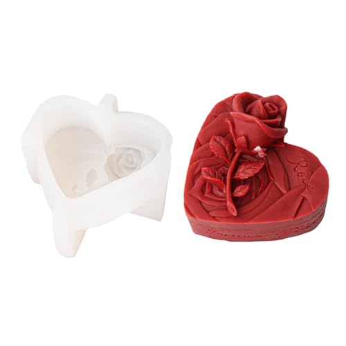 JS MOLD Kerzenform Silikon 3D Herz Silikonform Kerzen-Gießen Formen,DIY Kerzenformen zum Gießen für Die Herstellung Von Seife Duftkerze Kerze Handwerk Ornamente (07#) von JS MOLD