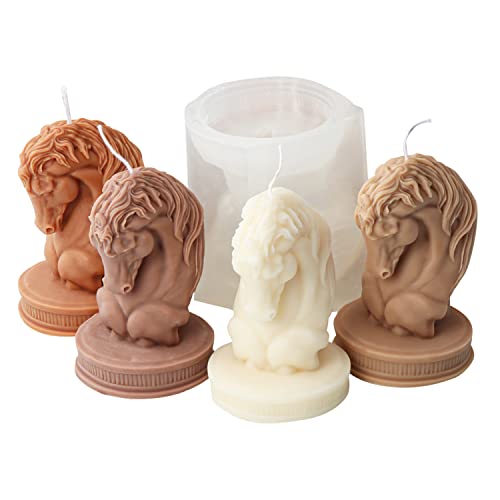 JS MOLD Kerzenform Silikon 3D Pferdekopf Statue Kerzenform DIY Silikonform Kerzen-Gießen Formen Kerzenformen zum Gießen für Bastel Ornamente, Heimdekorationen von JS MOLD