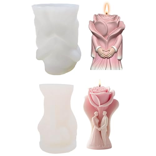 JS MOLD Rosen Kerzenform Silikon,3D Kerzenform Blumen Kerzen Silikonform,Kerzenformen Zum Gießen Blumen Kerzen Silikonform Kerzen Rosen (2-SET) von JS MOLD