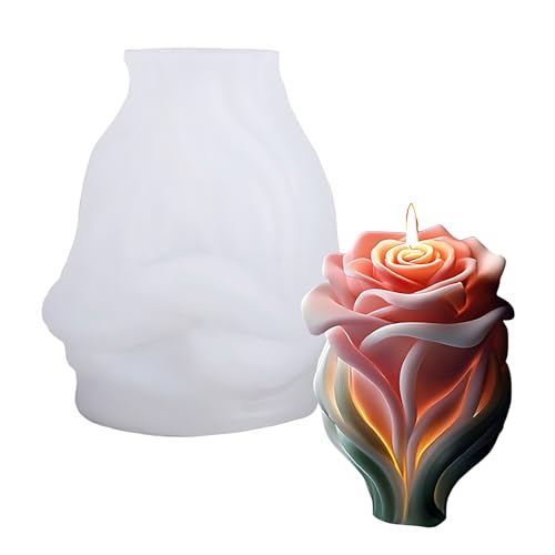 JS MOLD Rosen Kerzenform Silikon,Silikonform Blumen,3D Kerzenform Blumen,Silikonformen Gießformen Herz, Silikonform Herz,Kerzenformen zum Gießen Blumen (10.5 * 8.8cm) von JS MOLD