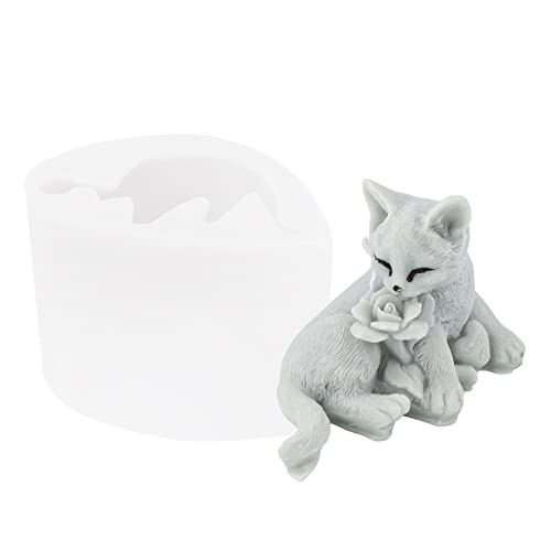 JS MOLD Silikonform Tiere 3D, Katzen Form Silikon Seifengießform,Tier Gießformen Silikon,Hund Kerze Silikonform,Epoxidharz Formen für Kuchen, Seifen, Fondant Kuchen Dekoration Form (5#) von JS MOLD