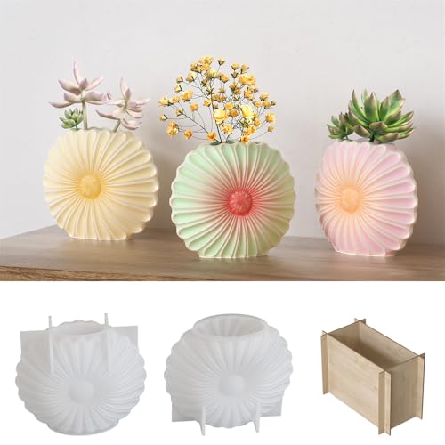 JS MOLD Vase Silikon Gießformen,2 Stück Vase Silikonform,Gießformen Blumenvasen, DIY Vases Resin Formen,Handgefertigte Formen für Blumentöpfe,DIY Heimdekoration (Sonnenblumen-Vase) von JS MOLD