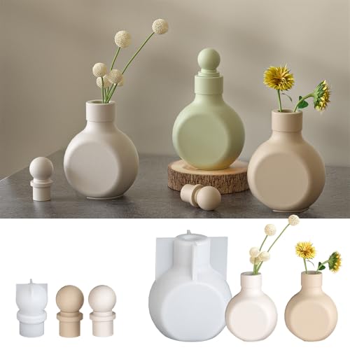 JS MOLD Vase Silikon Gießformen,2 Stück Vase Silikonform,Gießformen Blumenvasen, DIY Vases Resin Formen,Handgefertigte Formen für Blumentöpfe,DIY Heimdekoration (Vase mit Deckel) von JS MOLD