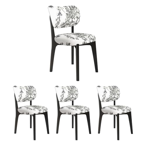 JS Ouyafei Esszimmerstühle 2er 4er 6er Bequeme Rückenlehne Weicher Sitz Geeignet Für Alle Arten Von Restaurants Und Küchen Black + Floral 4PASS von JS Ouyafei