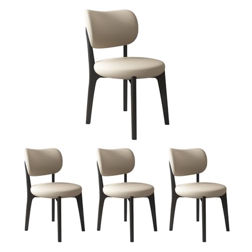 JS Ouyafei Esszimmerstühle 2er 4er 6er Bequeme Rückenlehne Weicher Sitz Geeignet Für Alle Arten Von Restaurants Und Küchen Black + Light Khaki 4PASS von JS Ouyafei