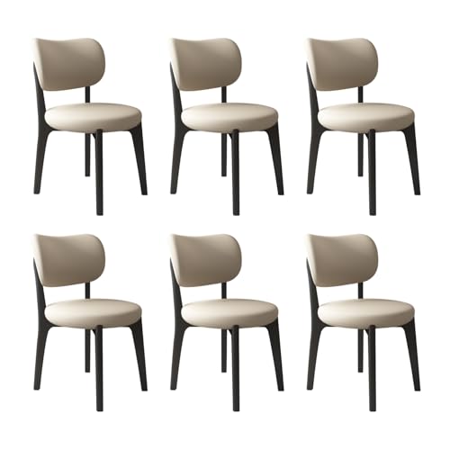 JS Ouyafei Esszimmerstühle 2er 4er 6er Bequeme Rückenlehne Weicher Sitz Geeignet Für Alle Arten Von Restaurants Und Küchen Black + Light Khaki 6PASS von JS Ouyafei