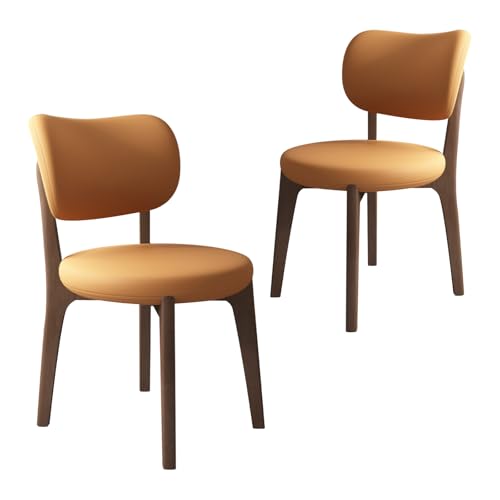 JS Ouyafei Esszimmerstühle 2er 4er 6er Bequeme Rückenlehne Weicher Sitz Geeignet Für Alle Arten Von Restaurants Und Küchen Dark Walnut + Orange 2PASS von JS Ouyafei