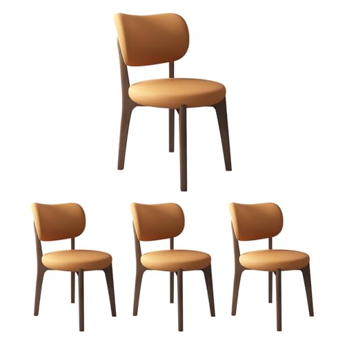 JS Ouyafei Esszimmerstühle 2er 4er 6er Bequeme Rückenlehne Weicher Sitz Geeignet Für Alle Arten Von Restaurants Und Küchen Dark Walnut + Orange 4PASS von JS Ouyafei